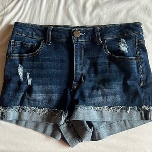 Getting Lucky High Rise Distressed Shorts - Dark Denim Size 11✨